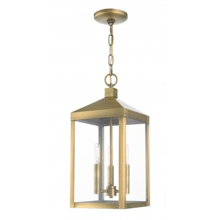 Livex Lighting Antique Brass Outdoor Pendant Lantern, 3 20593-01