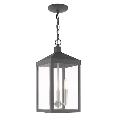 Livex Lighting Nyack 3 Light Scandinavian Gray Outdoor Pendant Lantern 20593-76