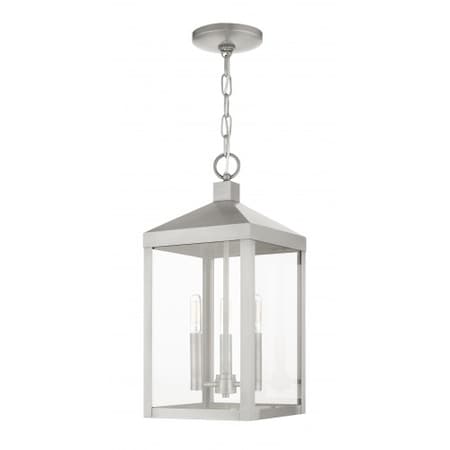 Livex Lighting Brushed Nickel Outdoor Pendant Lantern, 3 20593-91