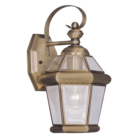 Livex Lighting Georgetown 1 Light Antique Brass Outdoor Wall Lantern 2061-01