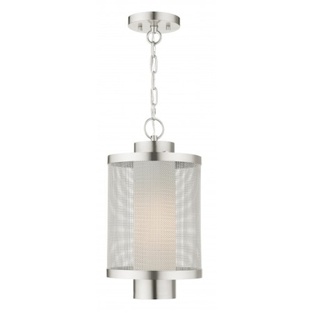 Livex Lighting Brushed Nickel Outdoor Pendant Lantern, 1 20687-91