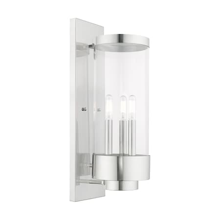 Livex Lighting Hillcrest 3 Light Polished Chrome Outdoor Wall Lantern 20724-05