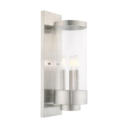 Livex Lighting Hillcrest 3 Light Brushed Nickel Outdoor Wall Lantern 20724-91