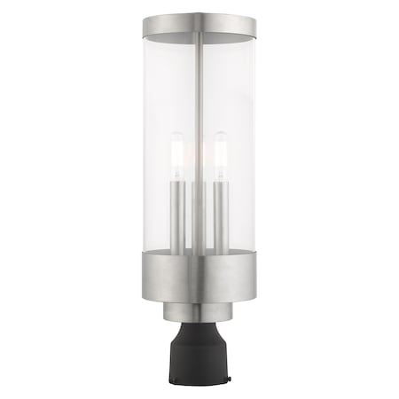 Livex Lighting Hillcrest 3 Light Brushed Nickel Outdoor Post Top Lantern 20728-91