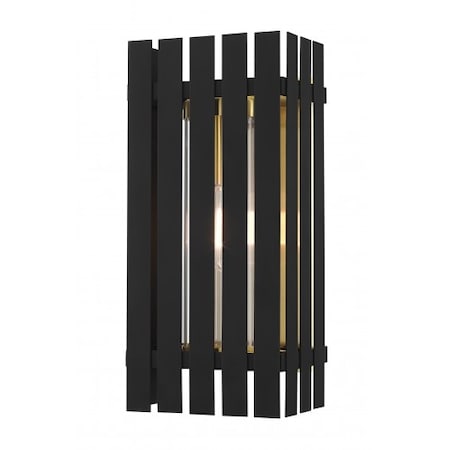 Livex Lighting Black with Satin Brass Accents Outdoor W 20753-04