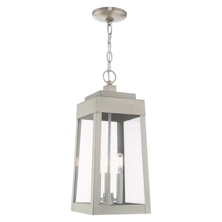 Livex Lighting Oslo 3 Light Brushed Nickel Outdoor Pendant Lantern 20857-91