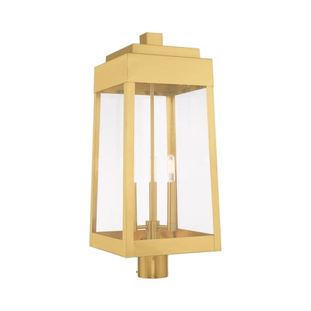 Livex Lighting Oslo 3 Light Satin Brass Outdoor Post Top Lantern 20859-12