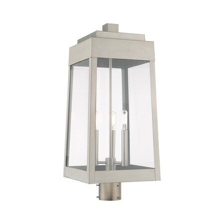Livex Lighting Oslo 3 Light Brushed Nickel Outdoor Post Top Lantern 20859-91