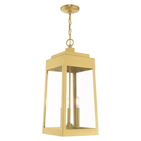 Livex Lighting Oslo 3 Light Satin Brass Outdoor Pendant Lantern 20860-12