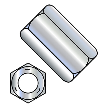 Zoro Select Coupling Nut, 7/8"-9, Steel, Grade 5, Zinc Plated, 2-1/2 in Lg, 1-1/4 in Hex Wd, 60 PK 874020NCUP5