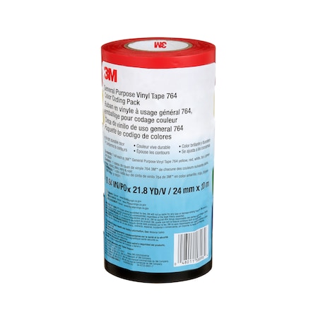3M GenerlPurposeVnylTp764ColorCodn, PK6 58896