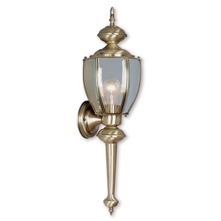 Livex Lighting Outdoor Basics 1 Light Antique Brass Outdoor Wall Lantern 2112-01