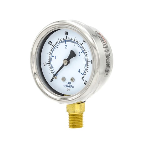 Pic Gauges Gauge, 2-1/2", 0/60psi, 1/4"LM, Rem Bez 211D-254D