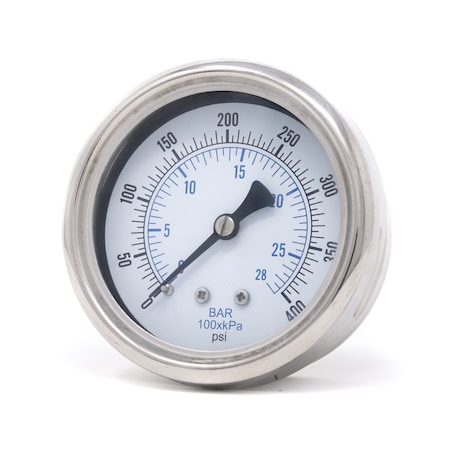 Pic Gauges Gauge, 2-1/2", 0/400psi, 1/4"CBM, Rem Bezel 212D-254I