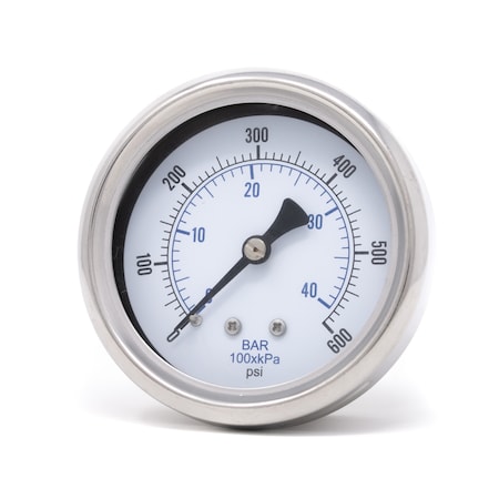 Pic Gauges 2 1/2 in Dial, 1/4 in NPT Male Center Back Location, Stainless Steel Case Material 212D-254K