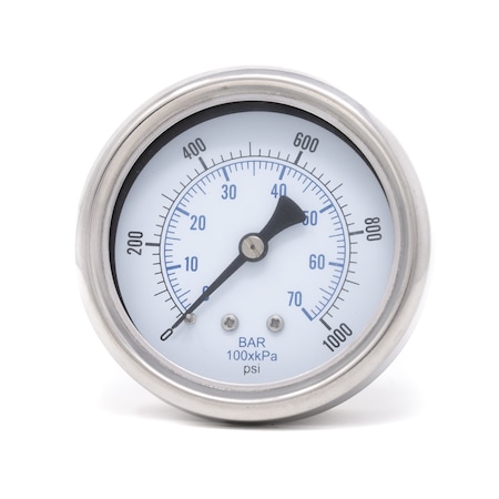 Pic Gauges 2 1/2 in Dial, 1/4 in NPT Male Center Back Location, Stainless Steel Case Material 212D-254M