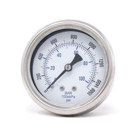 Pic Gauges 2 1/2 in Dial, 1/4 in NPT Male Center Back Location, Stainless Steel Case Material 212D-254N