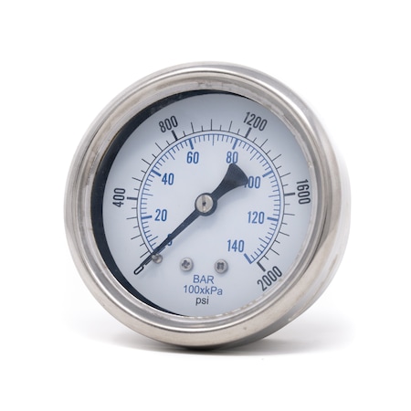 Pic Gauges 2 1/2 in Dial, 1/4 in NPT Male Center Back Location, Stainless Steel Case Material 212D-254O