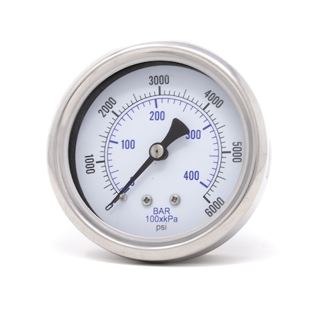 Pic Gauges 2 1/2 in Dial, 1/4 in NPT Male Center Back Location, Stainless Steel Case Material 212D-254S