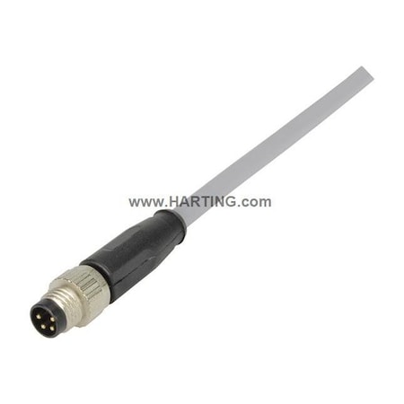Harting Cordset, 1 m Cable, PVC, Gray 21348000481010