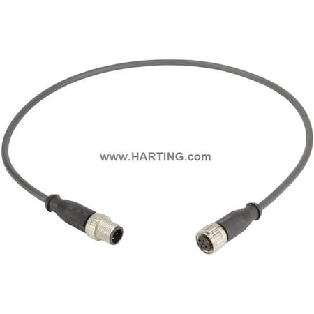 Harting Cordset, 0.5 m Cable, PUR, Black 21348485390005