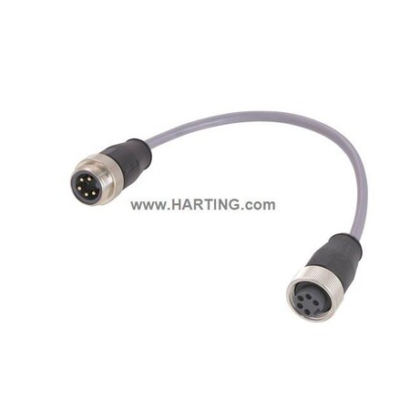 Harting Cordset, 1.5 m Cable, PVC, Gray 21349697597015