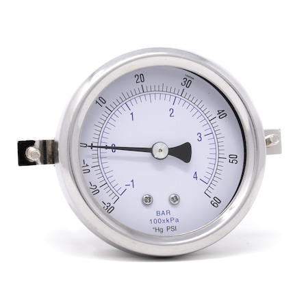 Pic Gauges 2 1/2 in Dial, 1/4 in NPT Male Center Back Location, Stainless Steel Case Material 213D-254CD