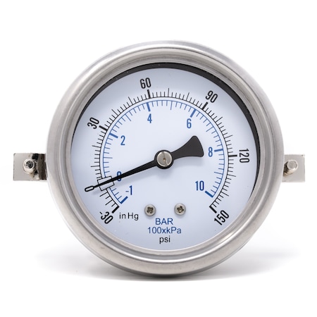 Pic Gauges 2 1/2 in Dial, 1/4 in NPT Male Center Back Location, Stainless Steel Case Material 213D-254CF