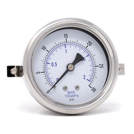 Pic Gauges 2 1/2 in Dial, 1/4 in NPT Male Center Back Location, Stainless Steel Case Material 213D-254C