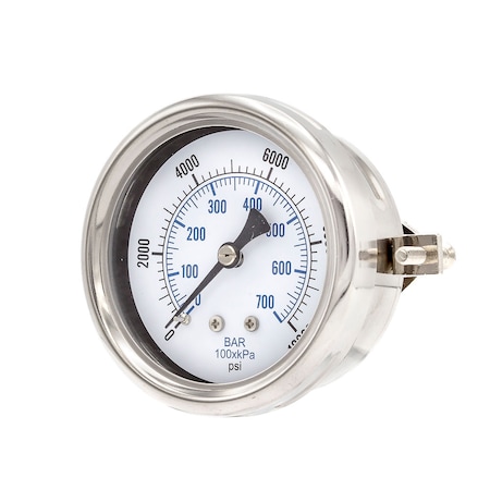 Pic Gauges 2 1/2 in Dial, 1/4 in NPT Male Center Back Location, Stainless Steel Case Material 213D-254U