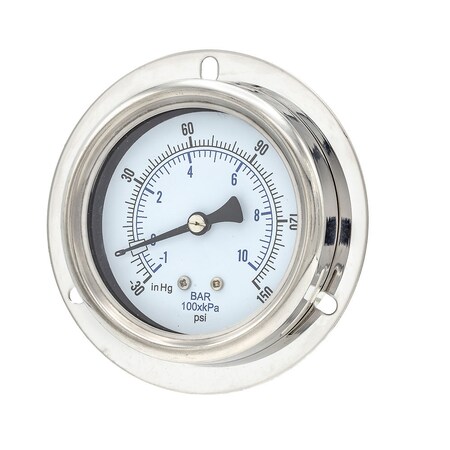 Pic Gauges 2 1/2 in Dial, 1/4 in NPT Male Center Back Location, Stainless Steel Case Material 214D-254CF