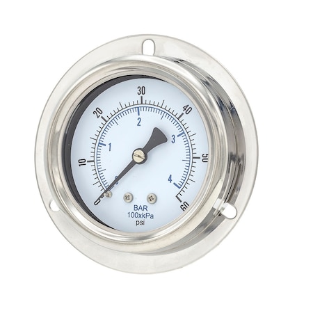 Pic Gauges 2 1/2 in Dial, 1/4 in NPT Male Center Back Location, Stainless Steel Case Material 214D-254D