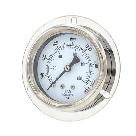 Pic Gauges 2 1/2 in Dial, 1/4 in NPT Male Center Back Location, Stainless Steel Case Material 214D-254N