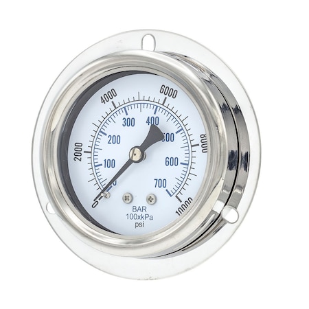 Pic Gauges 2 1/2 in Dial, 1/4 in NPT Male Center Back Location, Stainless Steel Case Material 214D-254U