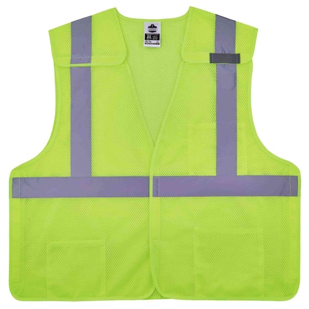 Ergodyne Lime Breakaway Hi-Vis Class 2 Vest, 2XL/, Polyester Mesh, Hook & Loop Closure, 1 Outside Pockets 8217BA