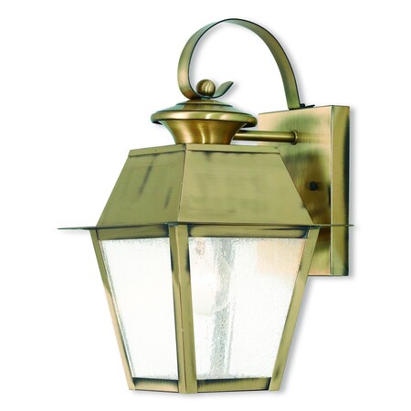 Livex Lighting Mansfield 1 Light Antique Brass Outdoor Wall Lantern 2162-01