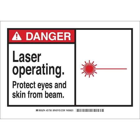 Brady Danger Radiation Sign, 10 in H, 14 in W, Plastic, Rectangle, 26555 26555