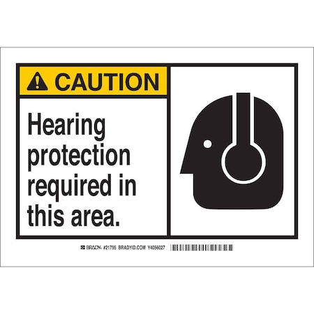 Brady Caution Sign, 10 in Height, 14 in Width, Plastic, Rectangle, English 26570