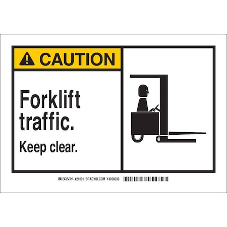 Brady Caution Sign, 10" H, 14" W, Aluminum, Rectangle, English, 46754 46754