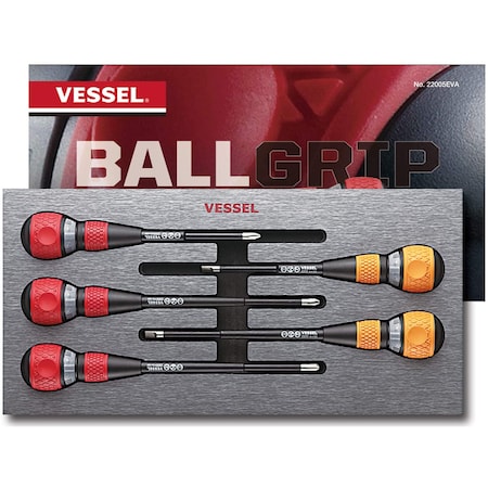 Vessel BALL GRIP Ratchet Screwdriver 5PC. Set 22005EVA