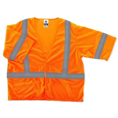 Ergodyne Hi-Vis Economy Vest w/Sleeves L Class 3 U Back, , Hook & Loop 1 Pockets 8310HL