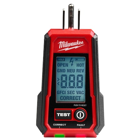 Milwaukee Tool Receptacle Tester, LCD, Digital 2224-20