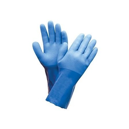 North Chemical Resistant Gloves, PVC, 12 in L, 35 mil, Blue, L, 1 PR 660-L