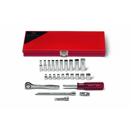 Wright Tool Set 1/4" Dr 25 Pc Set 6 Pt Std/Deep Sk 223
