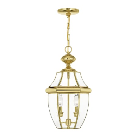 Livex Lighting Monterey 2 Light Polished Brass Outdoor Pendant Lantern 2255-02