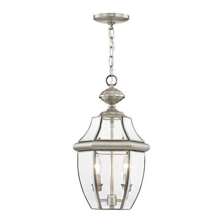 Livex Lighting Monterey 2 Light Brushed Nickel Outdoor Pendant Lantern 2255-91