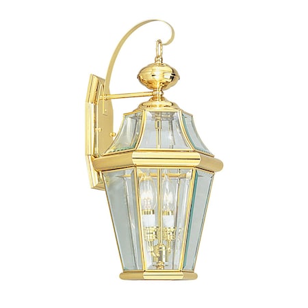 Livex Lighting Georgetown 2 Light Polished Brass Outdoor Wall Lantern 2261-02