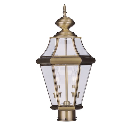 Livex Lighting Georgetown 2 Light Antique Brass Outdoor Post Top Lantern 2264-01