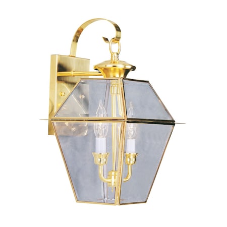 Livex Lighting Westover 2 Light Polished Brass Outdoor Wall Lantern 2281-02