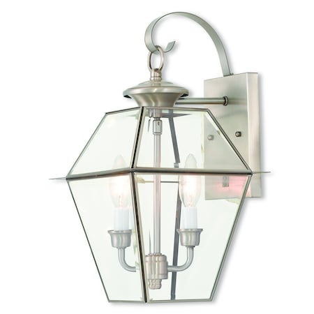 Livex Lighting Westover 2 Light Brushed Nickel Outdoor Wall Lantern 2281-91
